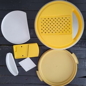 Tupperware Vintage Cheese Grater Bowl Food Storage Clear Yellow White Parts